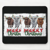 Womens Merry Christmas Scottish Highland Cow Xmas  Muismat (Voorkant)