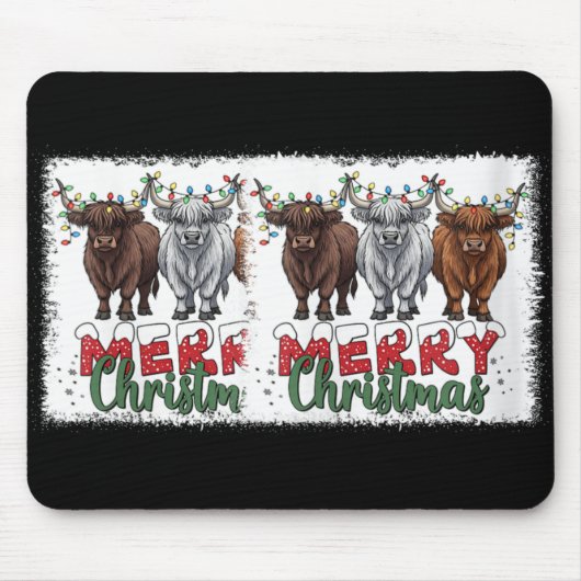 Womens Merry Christmas Scottish Highland Cow Xmas  Muismat (Voorkant)