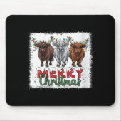 Womens Merry Christmas Scottish Highland Cow Xmas Muismat (Voorkant)