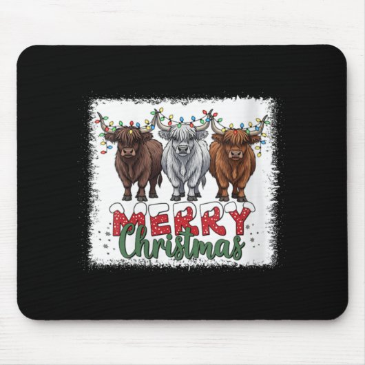 Womens Merry Christmas Scottish Highland Cow Xmas  Muismat (Voorkant)