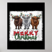 Womens Merry Christmas Scottish Highland Cow Xmas  Poster (Voorkant)
