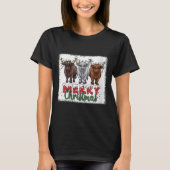 Womens Merry Christmas Scottish Highland Cow Xmas  T-shirt (Voorkant)