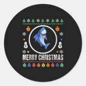 Womens Merry Christmas Shark Ugly Sweater Xmas Kni Ronde Sticker (Voorkant)