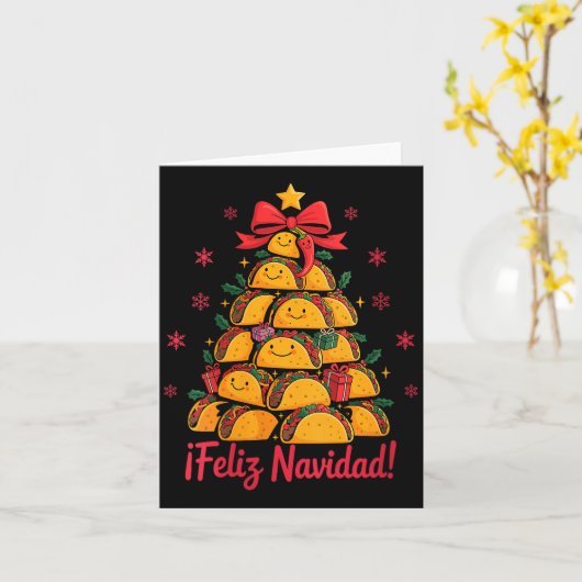 Womens Merry Christmas Tacos Tree Feliz Navidad Me Kaart (Gele Bloem)