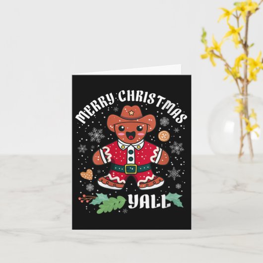 Womens Merry Christmas Yall Christmas Gingerbread  Kaart (Gele Bloem)