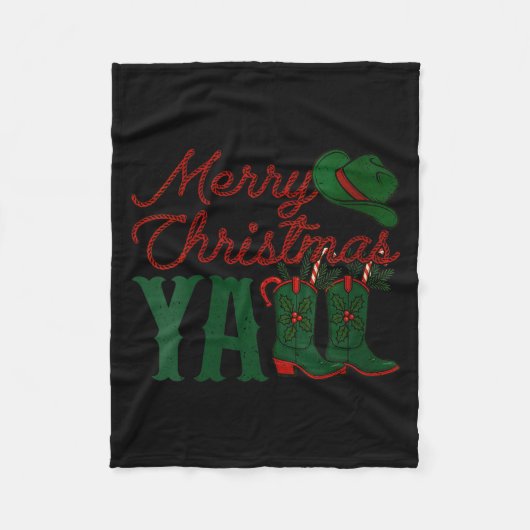Womens Merry Christmas Y'all Cowboy Boots Western Fleece Deken (Voorkant)