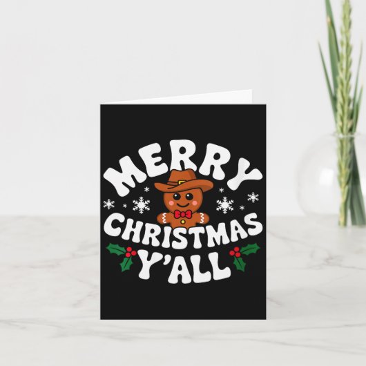Womens Merry Christmas Yall Gingerbread Cowboy How Kaart (Voorkant)