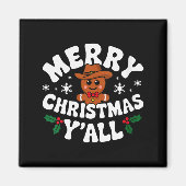 Womens Merry Christmas Yall Gingerbread Cowboy How Magneet (Voorkant)