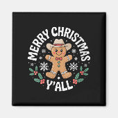 Womens Merry Christmas Yall Gingerbread Cowboy How Magneet (Voorkant)