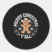 Womens Merry Christmas Yall Gingerbread Cowboy How Ronde Sticker (Voorkant)