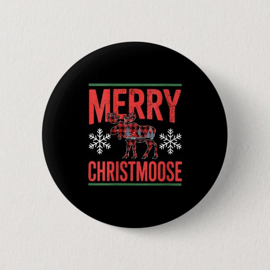 Womens Merry Christmoose Holiday Moose Ugly Sweate Ronde Button 5,7 Cm (Voorkant)