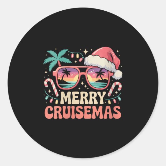 Womens Merry Cruisemas 2025 2026 Christmas Santa R Ronde Sticker (Voorkant)