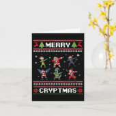 Womens Merry Cryptmas Dabbing Cryptid Monsters Fun Kaart (Gele Bloem)
