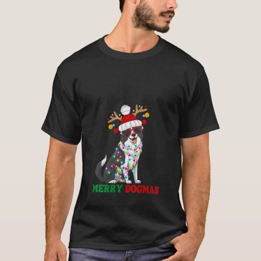 Womens Merry Dogmas Funny Border Collie Dog Christ T-shirt (Voorkant)