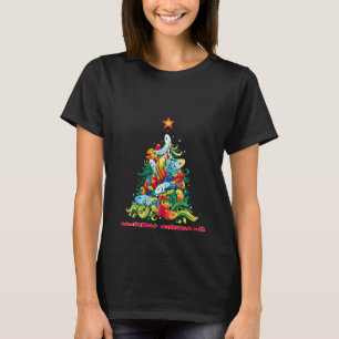 Womens Merry Fishmas Funny kerstboomverlichting F T-shirt