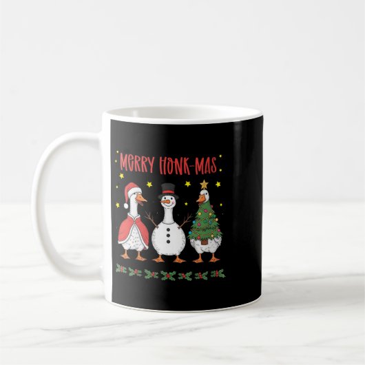 Womens Merry Honk-mas Funny Goose Christmas Humor  Koffiemok (Links)