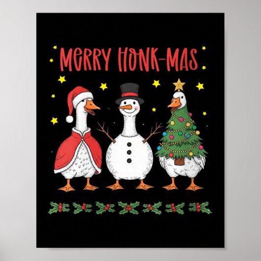 Womens Merry Honk-mas Funny Goose Christmas Humor  Poster (Voorkant)