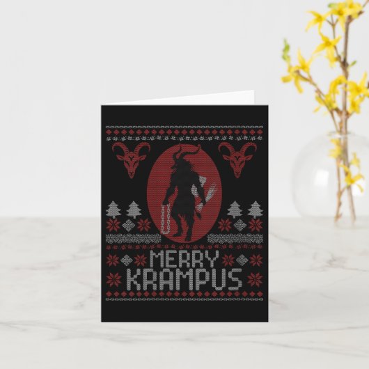 Womens Merry Krampus Horror Creepy Evil Funny Ugly Kaart (Gele Bloem)