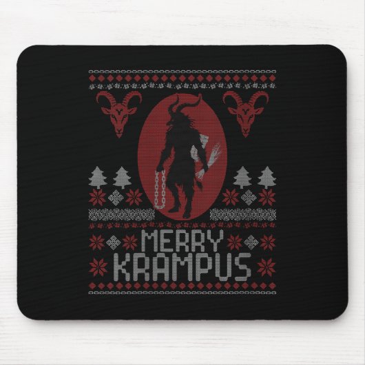 Womens Merry Krampus Horror Creepy Evil Funny Ugly Muismat (Voorkant)