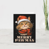 Womens Merry Pawmas Funny Santa Cat Christmas For  Kaart (Voorkant)