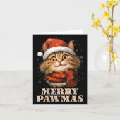 Womens Merry Pawmas Funny Santa Cat Christmas For  Kaart (Gele Bloem)
