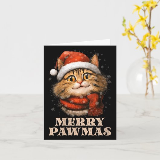 Womens Merry Pawmas Funny Santa Cat Christmas For  Kaart (Gele Bloem)