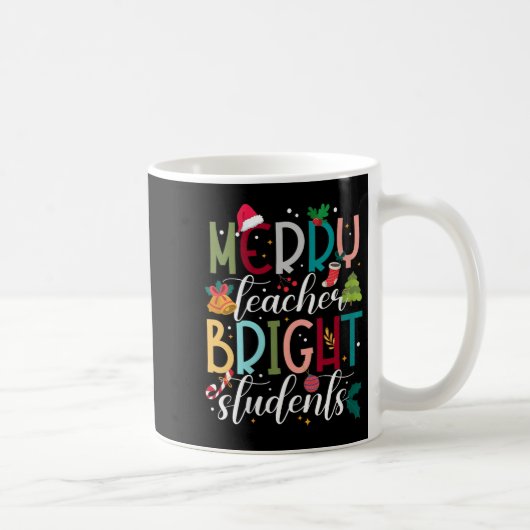 Womens Merry Teacher Bright Students Christmas Hol Koffiemok (Rechts)
