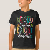 Womens Merry Teacher Bright Students Christmas Hol T-shirt (Voorkant)