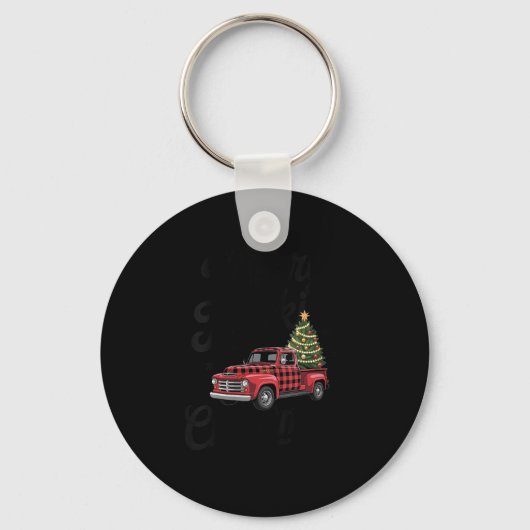 Womens Merry Truckin' Christmas Buffalo Plaid Clic Sleutelhanger (Voorkant)