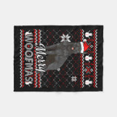 Womens Merry Woofmas Black German Shepherd Dog San Fleece Deken (Voorkant (Horizontaal))