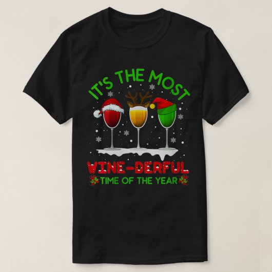 Womens met kerstwijn Alcohol Pajama PJ Topjes T-shirt (Design voorkant)