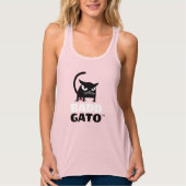 Womens met warmgewalste zwarte kat | Badd Gato Tanktop (Voorkant)