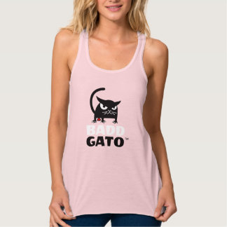 Womens met warmgewalste zwarte kat | Badd Gato Tanktop