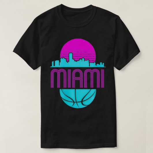 Womens  Miami Florida Cityscape Retro Baske T-shirt (Design voorkant)