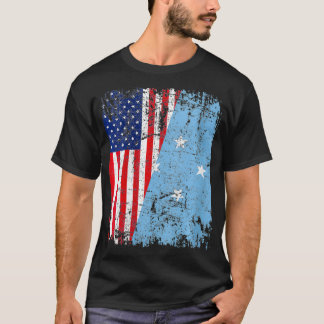 Womens MICRONESIAN ROOTS Half-American Flag MICR T-shirt