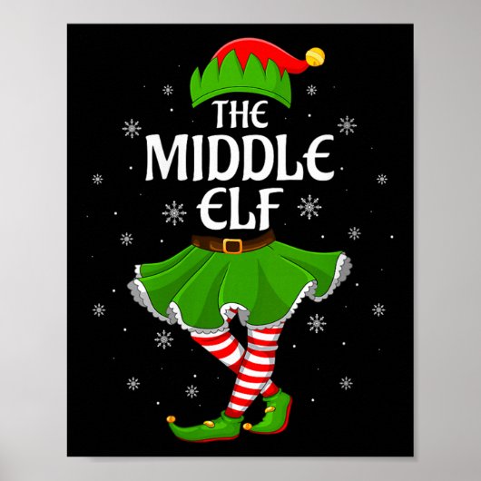 Womens Middle Elf Christmas Family Girls Women Elf Poster (Voorkant)