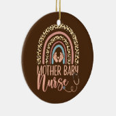 Womens Moeder Baby Zuster Zursing Leopard Regenboo Keramisch Ornament (Rechts)