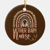 Womens Moeder Baby Zuster Zursing Leopard Regenboo Keramisch Ornament (Voorkant)