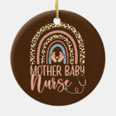 Womens Moeder Baby Zuster Zursing Leopard Regenboo Keramisch Ornament (Achterkant)