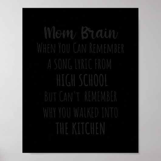 Womens MOM BRAIN Funny Ma Quote Sarcasm Joke Poster (Voorkant)