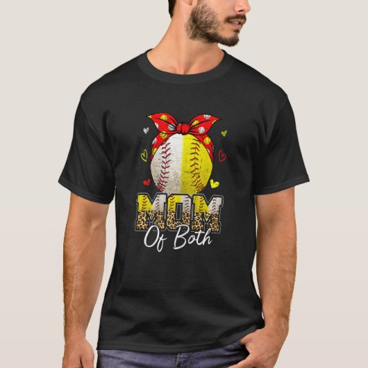 Womens Mom Of Both Baseball And Softball Mom Moth T-shirt (Voorkant)