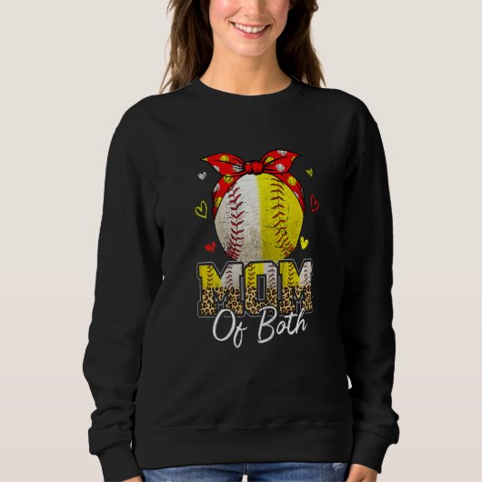 Womens Mom Of Both Baseball And Softball Mom Moth Trui (Voorkant)