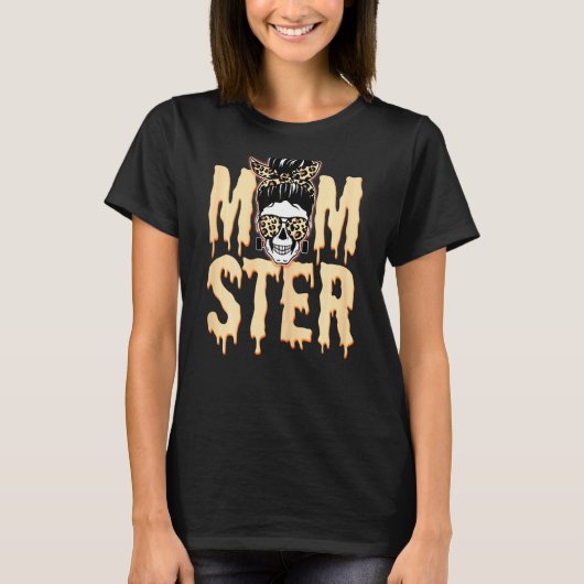 Womens Momster Skull Ma Monster Oranje Leopard Ha T-shirt (Voorkant)