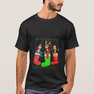 Womens Monkey in Xmas Sokken Grappige Vakantie Lel T-shirt