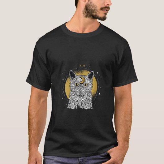 Womens Moon Universe Cosmic Cat Kitten T-shirt (Voorkant)