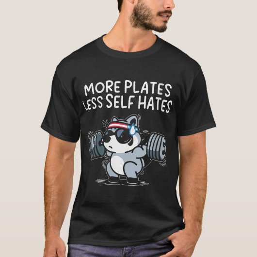 Womens More Plates Less Self Hates Possum Gym T-shirt (Voorkant)