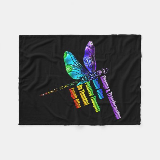 Womens Motivational Insration Gift Dragonfly  Fleece Deken (Voorkant (Horizontaal))