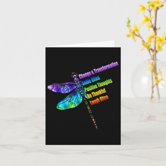 Womens Motivational Insration Gift Dragonfly  Kaart (Gele Bloem)