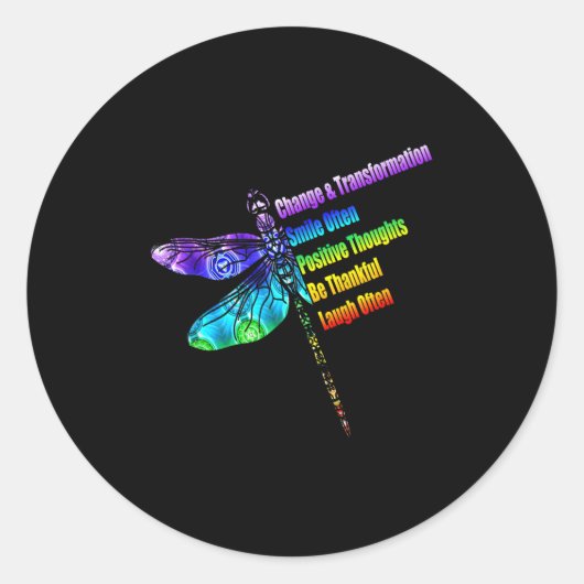 Womens Motivational Insration Gift Dragonfly  Ronde Sticker (Voorkant)