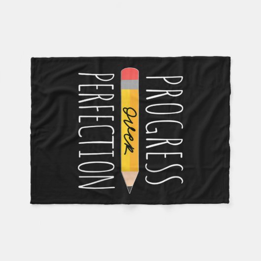 Womens Motivational Progress Over Perfection Back  Fleece Deken (Voorkant (Horizontaal))